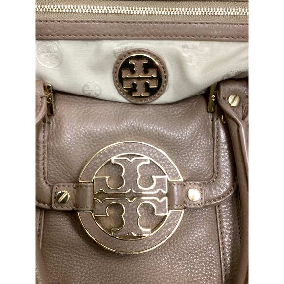 Tory Burch Purse Women’s One Size Leather Two Handles Snap Closure Taupe - Picture 9 of 9